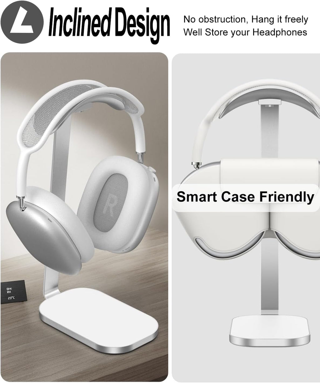VICHYIE Headphone Stand, Headset Holder for Desk - Silver White - Image 4