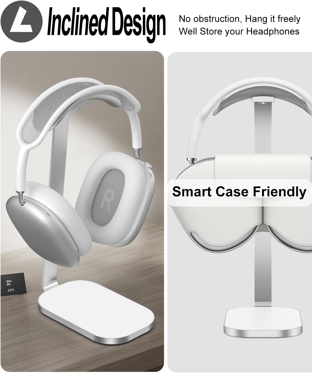 VICHYIE Headphone Stand, Headset Holder for Desk - Silver White - Image 4