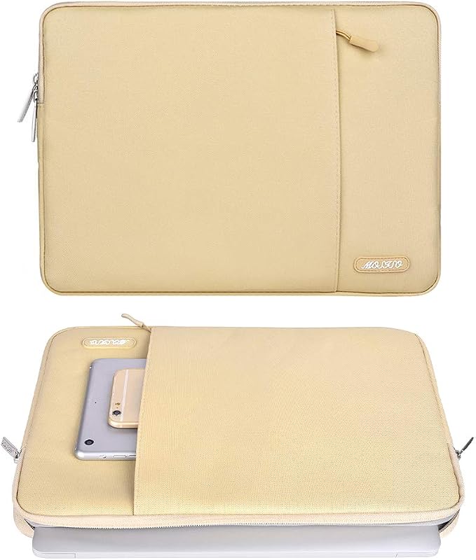 MOSISO Laptop Case 13.3 inch, 13-13.3 inch Laptop Sleeve Bag with Pocket | Compatible with MacBook Air/Pro 13/Pro 14 M5 M4 M3 M2 M1, HP Dell ASUS Lenovo, Polyester Vertical Computer Bag, Camel - Image 2