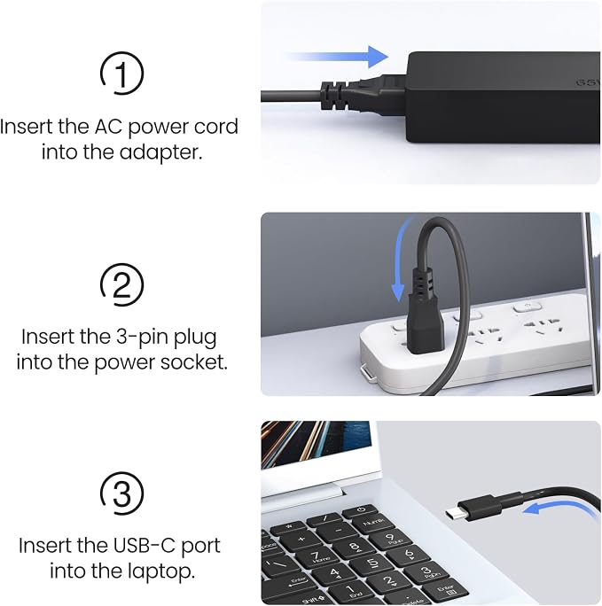 Dzytnsy 65W USB C Charger Compatible with Lenovo Thinkpad/Yoga/Chromebook Laptop Computer 65W 45W USB C Fast Power Adapter - Image 3