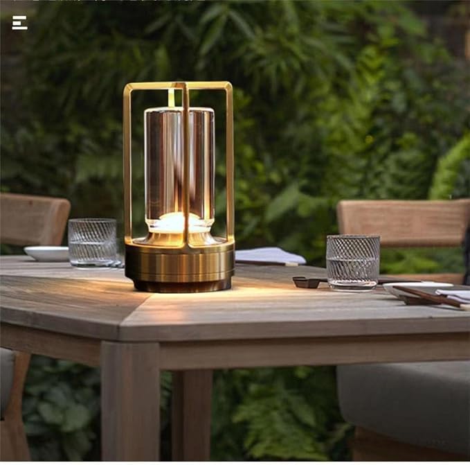 Rechargeable Cordless Small Metal Table Lamp, Stepless Dimming, 3-Color | Gold, 2600mAh Battery, Portable LED Desk Light, Cute, Suitable for Indoor/Outdoor/Restaurant/Bedroom/Bar/Coffee/Camping by HAPYGILightings