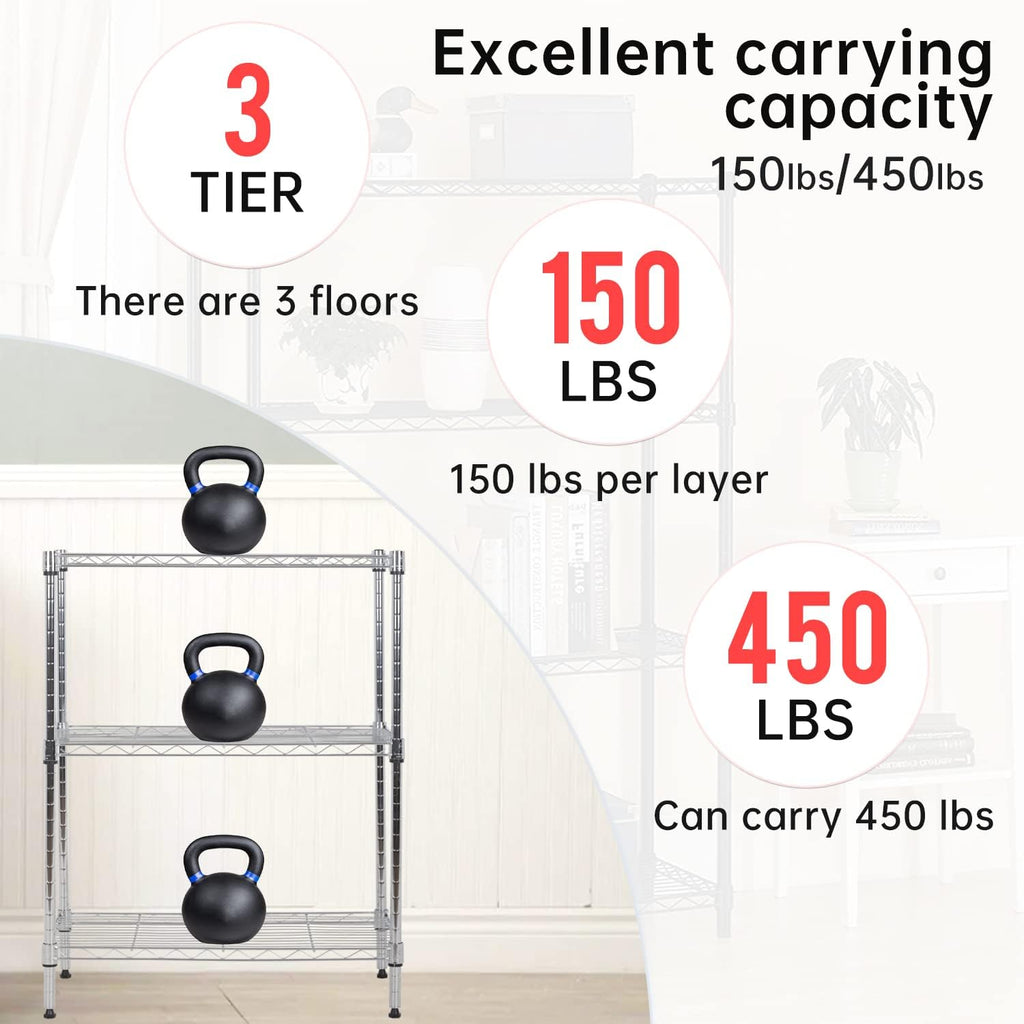 BestOffice | 3-Tier Wire Shelf | 23" x 13.2" x 30.2" | Chrome - Image 4