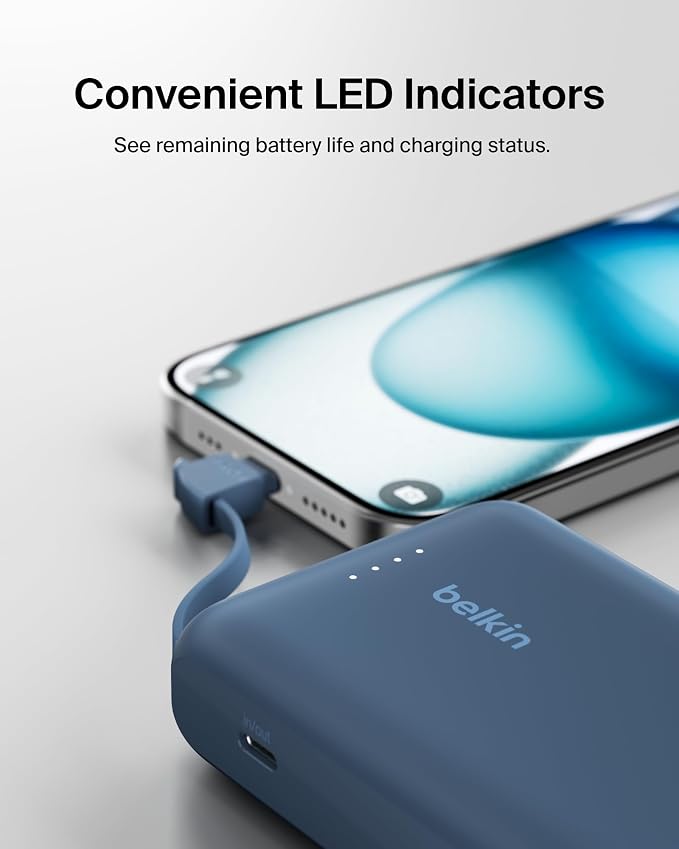 Belkin 10000mAh 20W USB C Power Bank, Portable Charger for iPhone & iPad | Fast Charging, Integrated USB C Cable, Eatra USB C Port, iPhone 17, iPad, Samsung Galaxy S26, Charge 2 Devices - Image 10