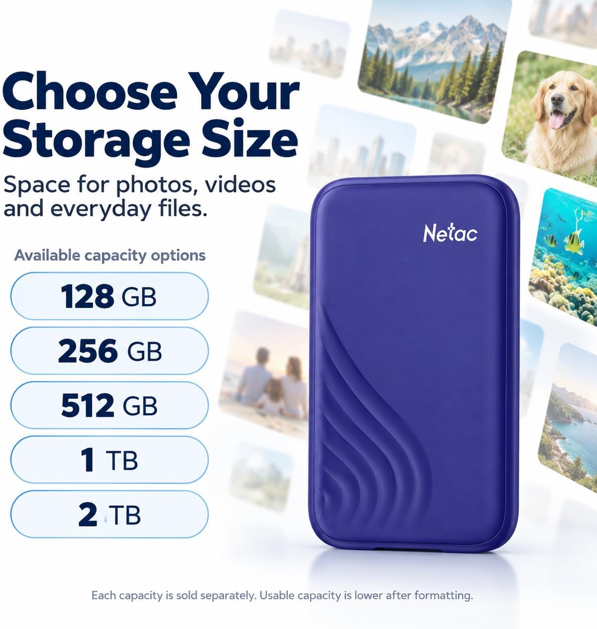 Netac ZX20III EVO 256GB Portable SSD, Up to 550MB/s Read and 500MB/s Write, USB 3.2 Gen 1 USB-C External Solid State Drive, 34g Compact ABS+PC Design for Phone, PC - Image 5