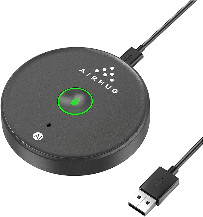 USB Microphone No Speaker, Desktop Computer Mic for Laptop | Mute Button with LED Indicator, AI Noise Reduction, Plug & Play Omnidirectional Microphone, Ideal for Online Calls, Recording by AIRHUG