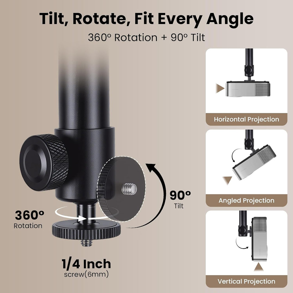 Mini Projector Ceiling Mount Holds up to 5.5 lb，Black - Image 3