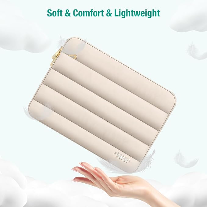 MOSISO Laptop Case 13.3 inch,13-13.3 inch Puffy Laptop Sleeve Carrying Case | Compatible with MacBook Neo/Air 13.6/Pro 13/14, HP Dell ASUS Lenovo, Polyester Horizontal Bag with Small Case, Sand - Image 5