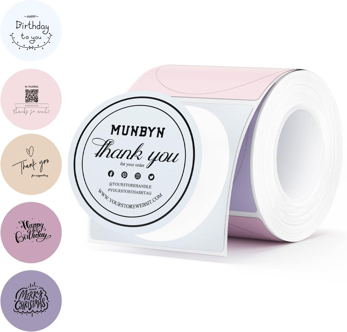MUNBYN 2 Inch Round Thermal Labels for Canning, 150 Sheets/1 Roll by MUNBYN