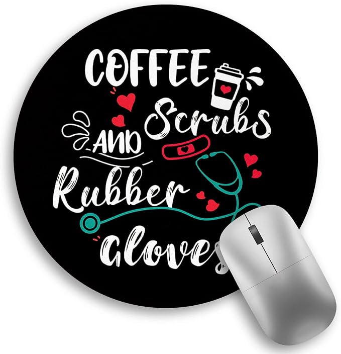 Funny Work Mouse Pad, Small Round Mousepad for Desk, Laptop | Mini Travel Wireless Mice Pad for Computer, Office Accessories, Coworker Gifts, 8.6 x 8.6 inch by Lebrocoli