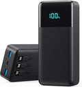 Portable Charger Power Bank 70800mAh,25W USB C Fast Charging Battery Pack with 3 Built in Cables & LED Display,6 Output 2 Input Travel Essentials Phone Charger for iPhone 17/16/15,Android etc (Black) by Pxwaxpy