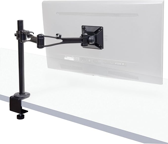 Height Adjustable Double Swivel Monitor Desk Mount Stand for Single Monitor up to 27 inches - VESA Mount Compatible by IOCrest