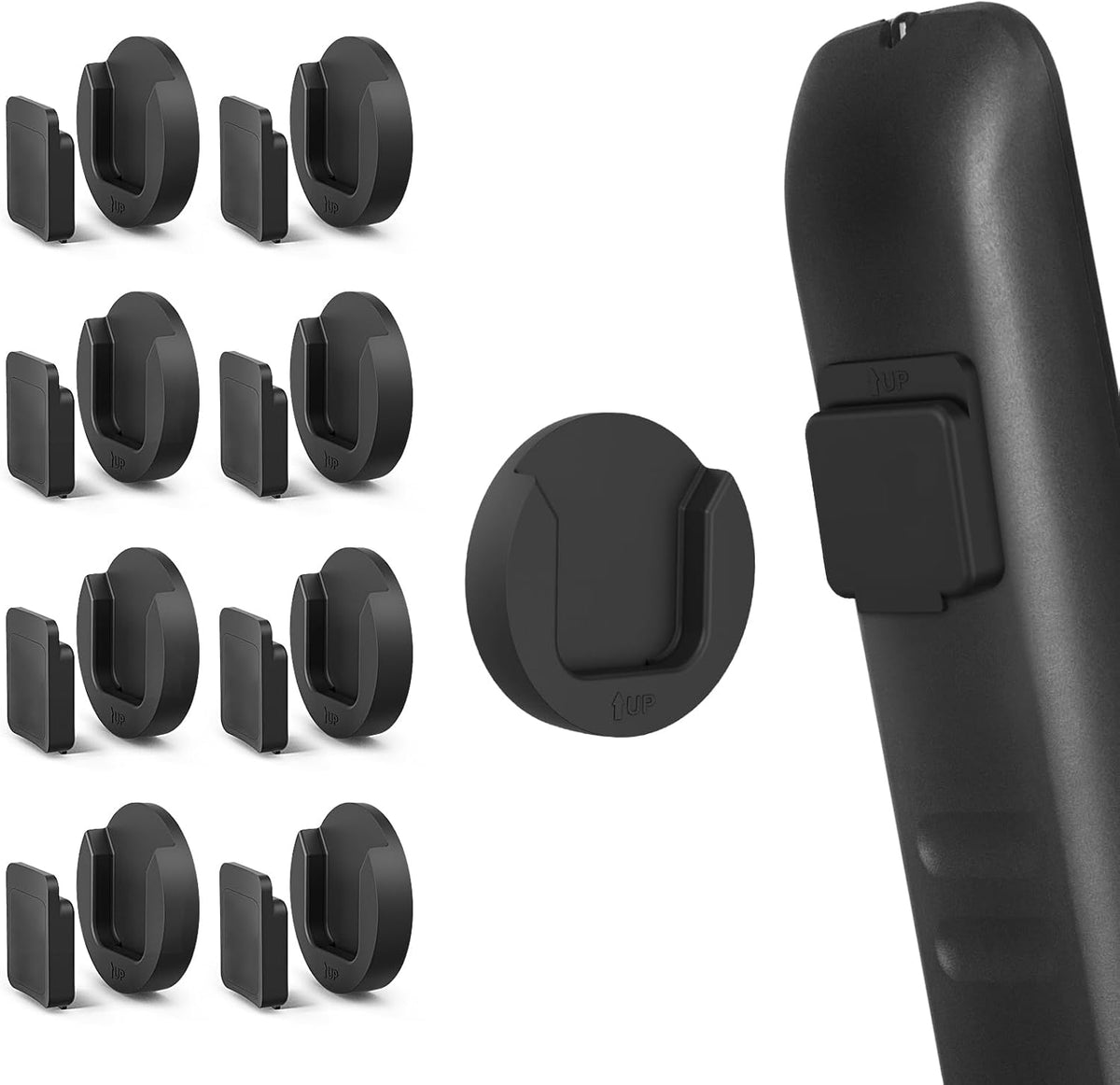 Magnetic Remote Control Holder Wall Mount, Self-Adhesive Bedside Caddy for TV Backside/Bedroom/Office/RV Home Organizer Storage(Black 8) by YYILIS