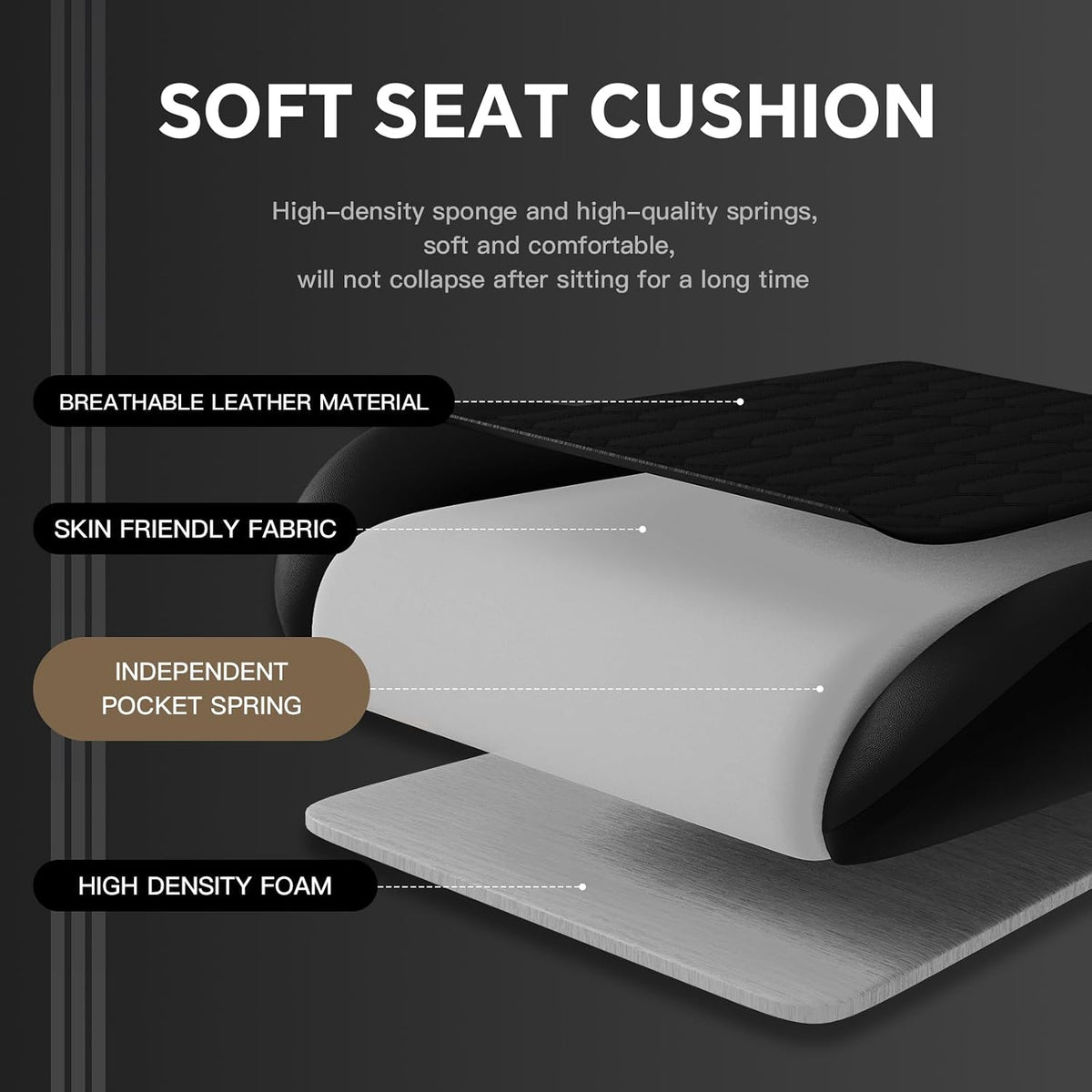 Gaming Chair with Footrest, High Back Gaming Chairs PVC Leather Ergonomic Gamer Chair with Adjustable Headrest Lumbar Support Racing Style Video Gaming Chair for Office/Home (Black) - Image 7