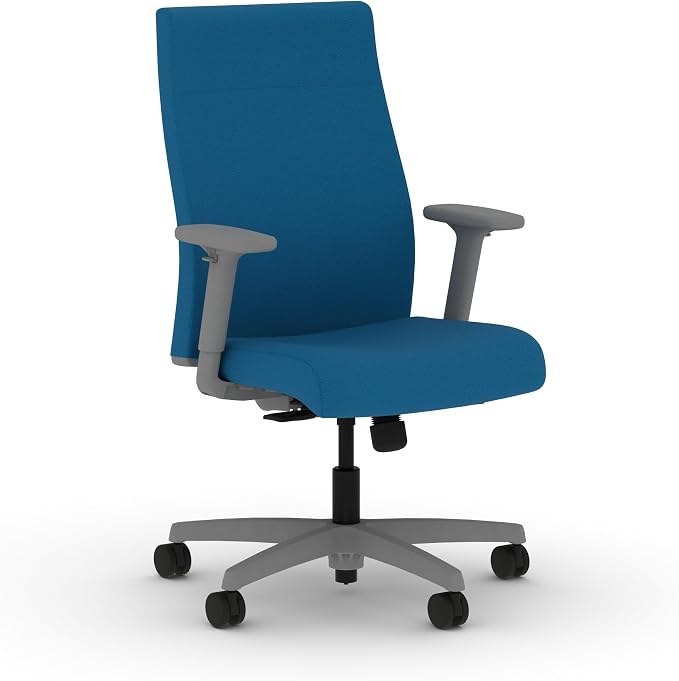 HON Ignition 2.0 Ergonomic Office Chair, Lumbar Support, Peacock | Upholstered ergonomic office desk chair with lumbar support, adjustable arms, office decor, standard tilt for comfort by HON