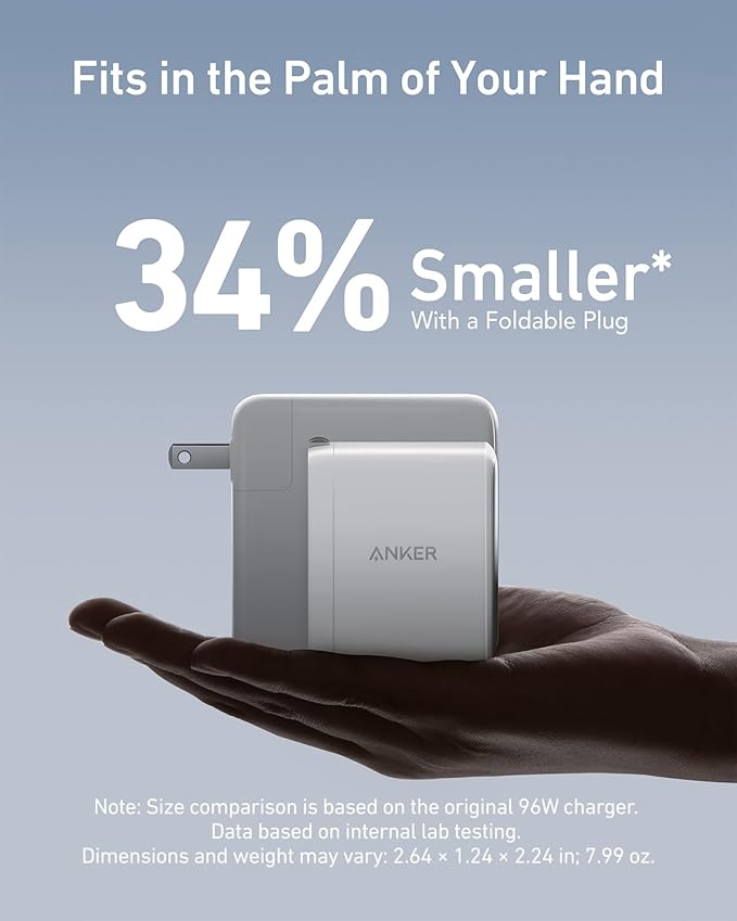 Anker Nano 100W MacBook Charger, 3-Port Fast Compact GaN USB Charger Block | With 1 Pack & 1 Cable for MacBook Pro/Air, Pixelbook, ThinkPad, Dell XPS, iPad Pro, iPhone 17 Series, Galaxy S23, and More - Image 3