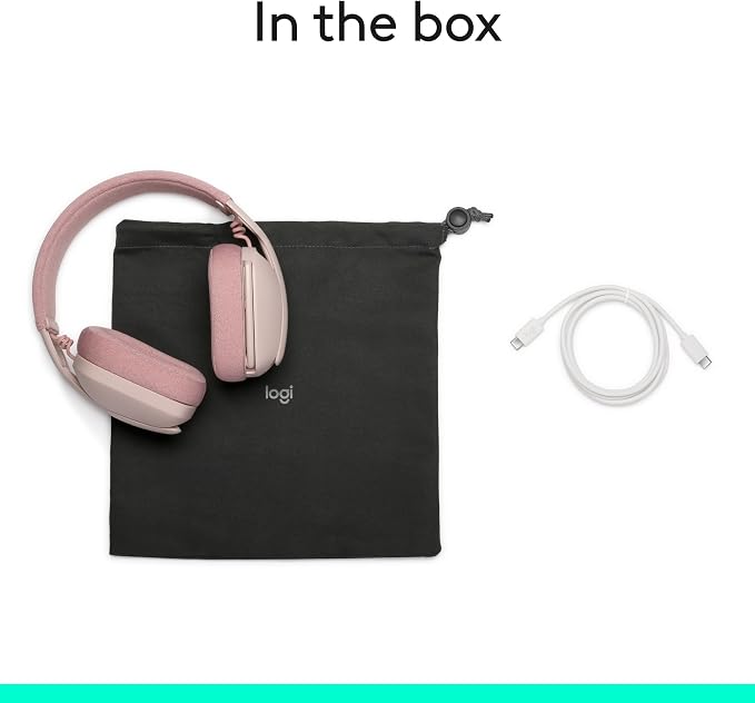 Logitech Zone Vibe 100 Lightweight Wireless Over Ear Headphones - Rose | Lightweight, over ear, multipoint Bluetooth, works with Teams, Google Meet, Zoom, Mac/PC, noise canceling microphone - Image 10