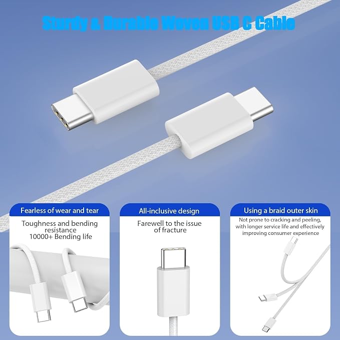 iPhone 17 16 Charger,2Pack USB C Fast Charger Apple Charge Type C Fast Charging Block&6FT USB C to C Woven Cable Cord for iPhone 17 Pro Max/17 Pro/Air/16 Plus/16E/15 Series/iPad Pro/Air/Mini - Image 5