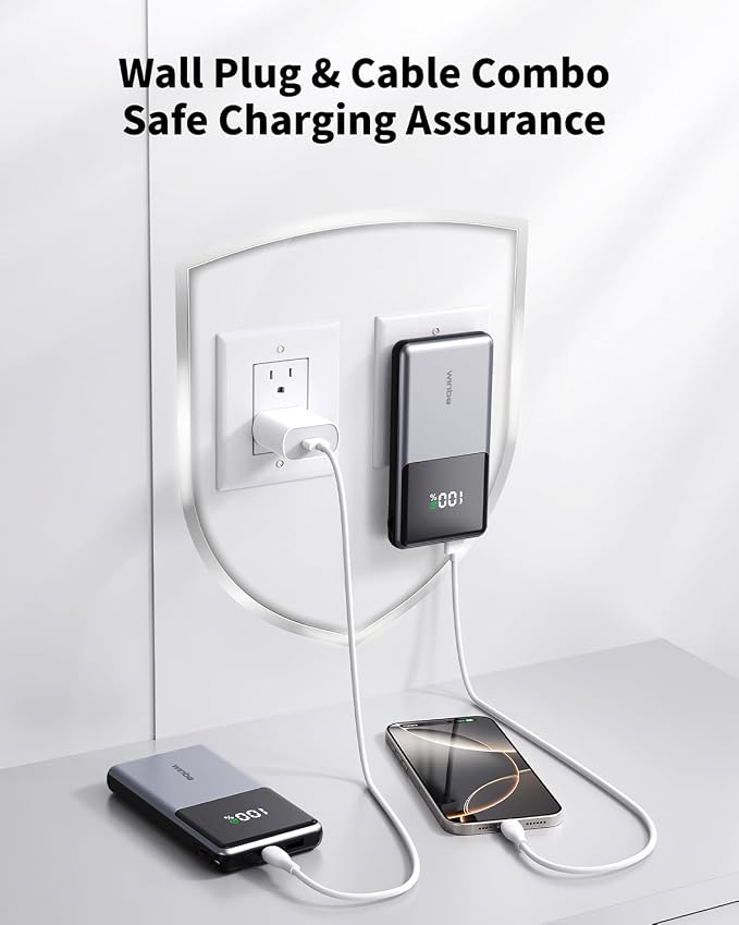 Portable Charger, with Built in Cables 10000mAh Power Bank with Wall Plug, Travel Essential Fast Charging Battery Pack for iPhone 17 16 15 14 etc - Image 7