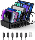 50W 6 Ports Multi Charger Station, USB Charging Dock for Multiple Devices | with 6 Cables, 1 USB-A to USB-C Adapter Converter, Compatible with Cellphone iPad Kindle Tablet and Other Electronic Devices by CREATIVEDESIGN