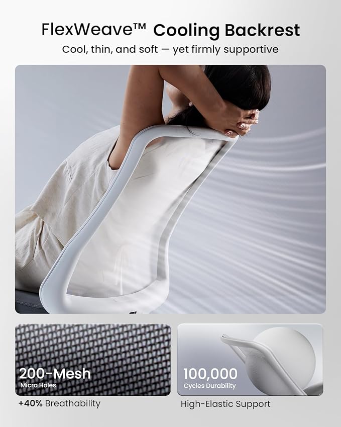 ProtoArc Flexer Ergonomic Office Chair for Women, White | Foam Sliding Seat, Airflow Mesh Back, Hair-proof Casters, Easy Assembly, Fits 5'1"-6'0", Sleek Minimalist, for Small Spaces - Image 3