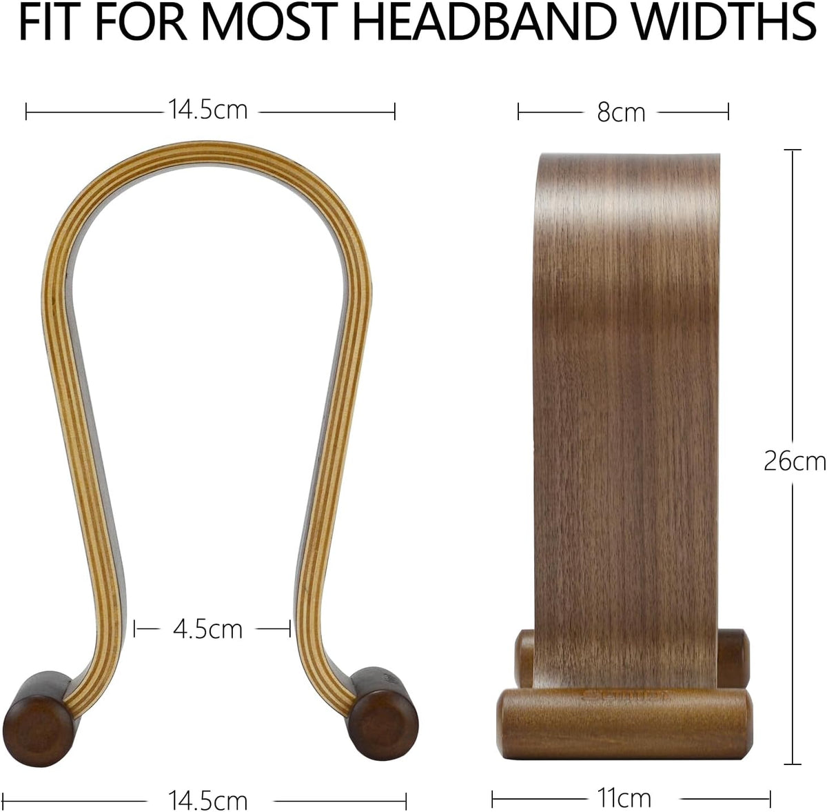 Wood Headphone Stand, Headphone Holder Wood Headset Stand Compatible for Sony, Bose, Shure, Jabra, JBL, AKG Gaming Headphones Display et. (Walnut) - Image 4