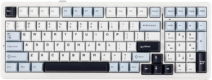 EPOMAKER x Aula F99 Wireless Mechanical Keyboard, Hot Swappable Gasket | Custom Gaming Keyboard with Five-Layer Padding, BT/2.4GHz/USB-C, 8000mAh Battery (White Blue, Graywood V3 Switch) by EPOMAKER