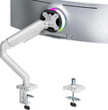 ARES WING 17-40 Inch Heavy Duty Monitor Arm, White | Fully Adjustable Monitor Mount for Ultrawide Screens up to 26.4 lbs with Clamp/Grommet Desk Mount, 75/100 Vesa Mount by ARESWING