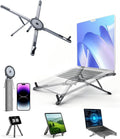 miley Laptop Stand for Desk, 8-Level Adjustable, Magnetic Phone Mount Gray | For 13–17 in laptops. Aluminum build, anti-slip support and fold-flat portability. Includes a magnetic ring and carry bag. by MILEY