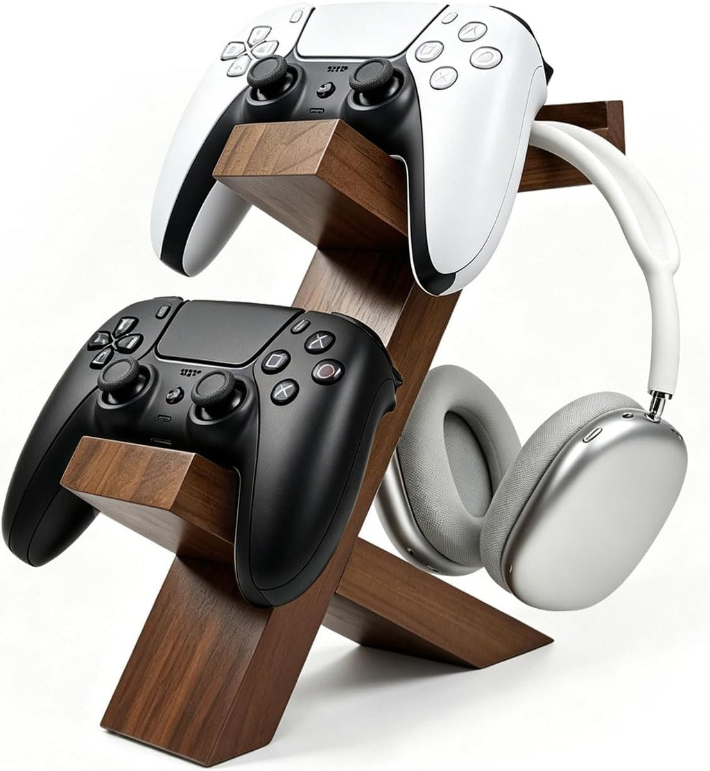 Wood Controller Holder and Headphone Stand, 3-in-1 Gaming Equipment by ASFSKY