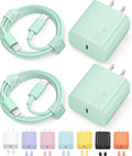 iPhone 17 16 15 Charger Fast Charging Type C Chargers USB C Charger Block | for iPhones, iPads,Tablets, Android phones,20W iPhone Charger USB-C Power Adapter,with Long 6FT USBC Charging Cables(Green) by NOVOBIT