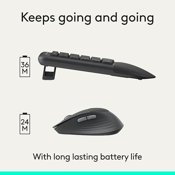 Logitech Signature Comfort Plus MK880 Wireless Keyboard and Mouse- Graphite | Full-size, palm rest, silent clicks, Bluetooth connectivity, compatible with Windows and macOS - Image 17