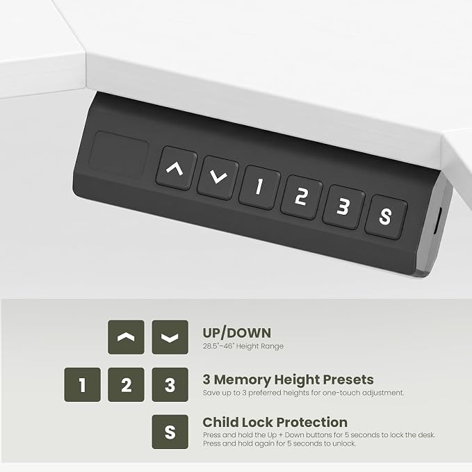 MALOL 59" L Shaped Electric Standing Desk with Drawers, Height Adjustable Desk with Power Outlets & LED Lights, Monitor Stand, Corner Computer Desk for Home Office, White - Image 8