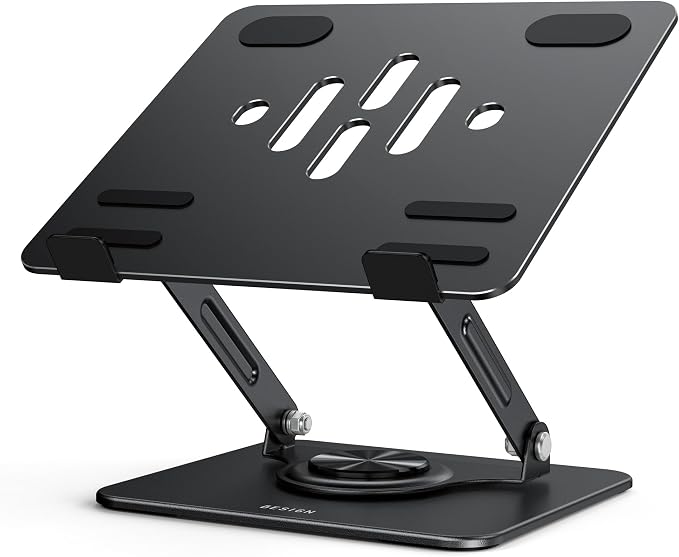 BESIGN Laptop Stand with 360° Rotating Base, Ergonomic Adjustable Notebook Riser, Foldable Computer Holder Compatible with 10-14" Laptops, LS11 Black - Image 2