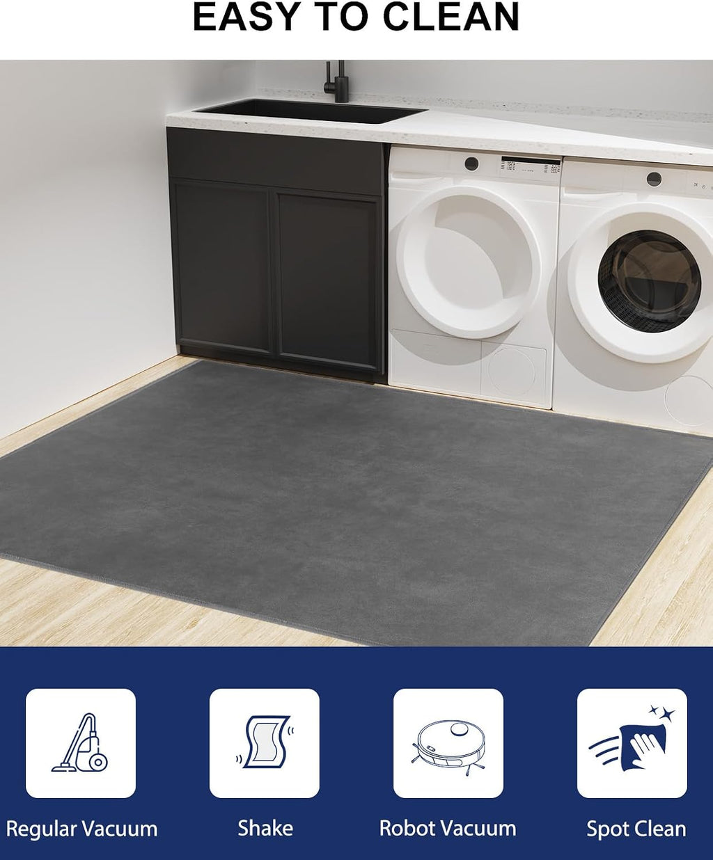 SALLOUS Chair Mat for Hard Floors, 60"x71" Washable Chair Mat Under Desk, Smooth Rolling Desk Chair Mat, Anti Slip Hard Floor Protector, Noise Reducing Desk Rug for Home Office Chair (Dark Gray) - Image 7