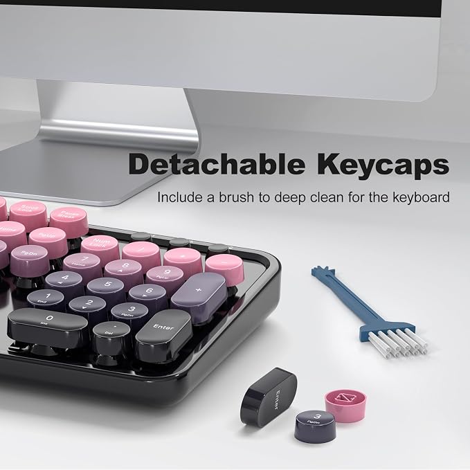 MOFII Wireless Keyboard and Mouse Combo, 2.4GHz Retro Typewriter Keyboard Full Size, Cute Wireless Mice, USB Dongle Plug and Play, for Laptop, PC, Desktop, Windows (Plum Pink Gradient Color) - Image 5