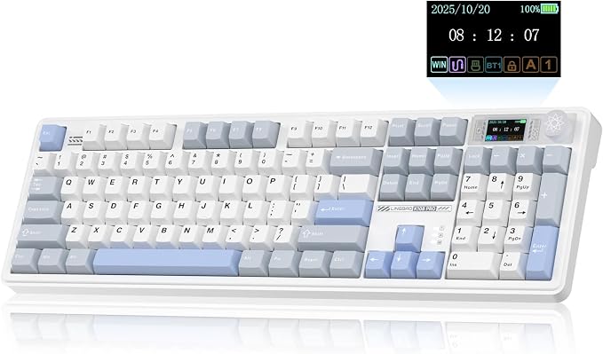 LINGBAO K108 Pro Wireless Mechanical Creamy Keyboard with Number Pad & Knob | Full Size Mechanical Keyboard with 10000mAh Battery, PBT Keycaps, Gasket Mount, RGB Backlit Hot-swap Custom Keyboard for PC by CORBOBO