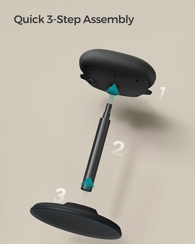 SONGMICS Ergonomic Wobble Stool, Height Adjustable Swivel Balance Chair | Standing Desk Stool, 23.6-33.3 Inches, Non-Slip Base, Standing Chair, for Office, Home, Ink Black, ACTIVO Collection UOSC12BK - Image 7