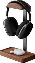 muso wood Walnut Headphone Stand, Wood Headset Stand with Storage Base by muso wood