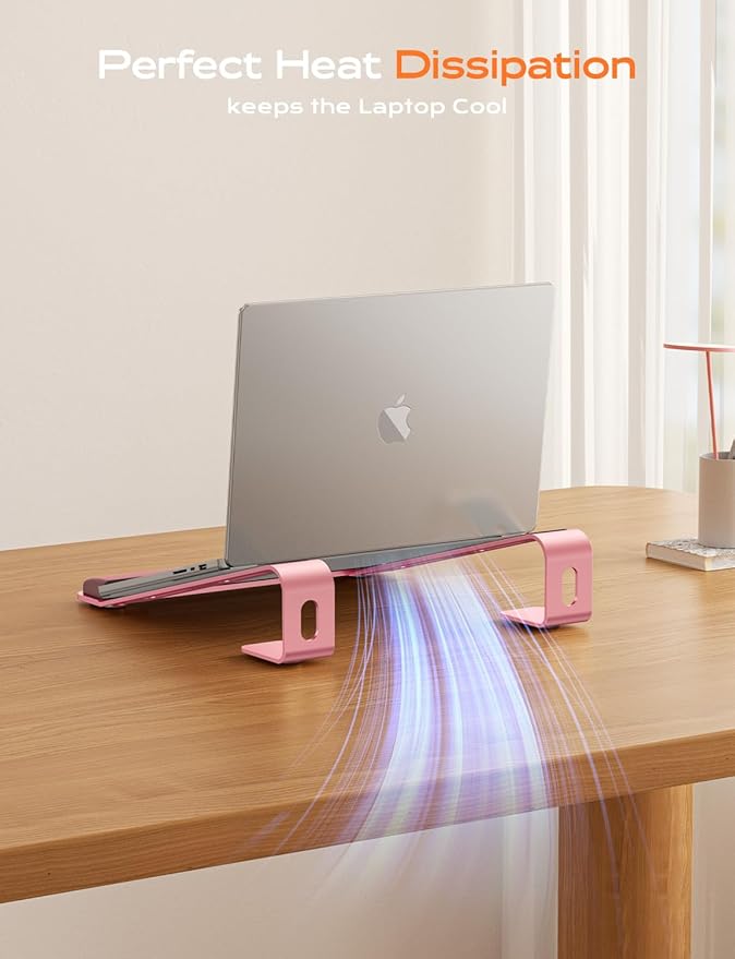 LOXP Laptop Stand for Desk, Aluminum Laptop Riser Holder with Wrist Support | Removable Notebook Stand Ventilated Cooling Computer Riser Ergonomic Lectern Mount Compatible with 10-17” Laptops - Image 6