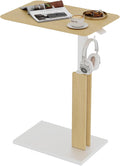 ETHU Overbed Table with Wheels, Height 26.4-39.8", 44lb Cap, Maple by ETHU