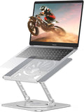 Adjustable Laptop Stand for Desk-360° Rotating Foldable Laptop Holder Ergonomic Laptop Riser for MacBook Pro/Air Dell HP Lenovo Notebook up to 16.3",Silver by Axbima