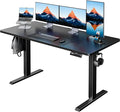 HUANUO 55x27 Inch Electric Standing Desk, Height Adjustable, Black | 176 Lbs Capacity, Smooth Home Office Desk, 4 Memory Presets & Headphone Hooks, 28.3–46.5 Inch Height Range, Easy to assemble by HUANUO