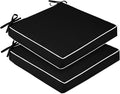 downluxe Waterproof Outdoor Chair Cushions Set of 2, 19" x 19" x 3" Patio Chair Cushion with Non-Slip Ties & Handle, Square Outdoor Cushion for Patio Furniture with Removable Cover, Black/White by Downluxe