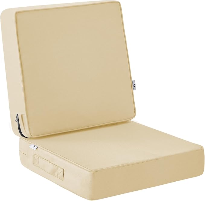 IPYNBAP Outdoor Cushions, Outdoor Chair Cushions 24x24x4 Inch, Cushions for Outdoor Furniture with Removable Cover, Waterproof & Fade Resistant Outdoor Seat Cushions for Patio, Lawn, Beige by IPYNBAP