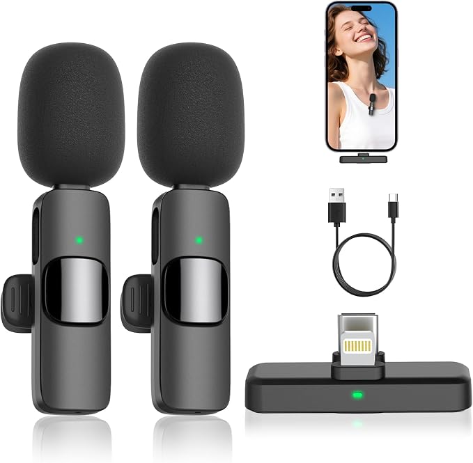 MAYBESTA Wireless Mini Microphone for iPhone Android Phone: Lavalier Lapel Recording Mic for Tiktok YouTube Podcast Interview(Dark Black) by MAYBESTA