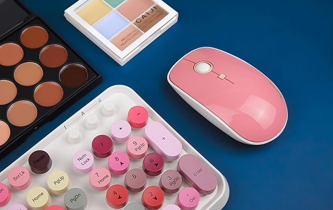 Colorful Wireless Keyboard and Mouse Combo,Cute Typewriter Bubble Keys,Pink | Aesthetic Round Keycaps,Removeable Floating Circle Keys,2.4GHz USB Receiver,Full-size with Number Pad for PC Laptop Desktop - Image 5