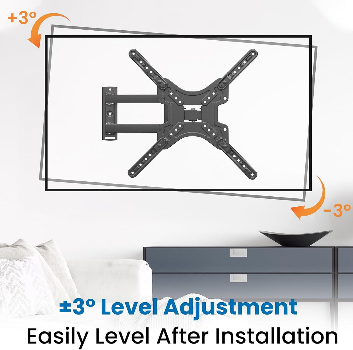 TV Wall Mount for Most 14-60 Inch TVs, Full Motion TV Mount with Perfect Center Design, Extension Tilt Swivel TV Mount Articulating Mount Max 400x400mm - Image 4