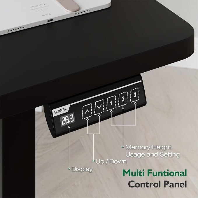 Monomi Electric Standing Desk 55"x24"Height Adjustable Sit Stand Up,Black | Ergonomic Computer Workstation Desk for Home Office with Memory Preset & Quiet Motor, Two-Piece Desktop - Image 8