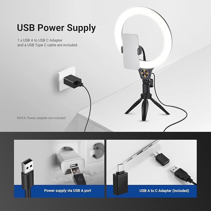 NEEWER Entry Level Version 10.5" Desk Ring Light w Tripod Stand/Phone Holder Compatible with iPhone, Timer/Remote, 10W CRI85+ LED Lighting for Selfie Makeup Streaming Recording Video Conference, N25 - Image 7