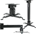 Projector Ceiling Wall Mount Adjustable Height from 11 to 13.7 Inches Bracket with Extendable Arms Low Profile Holder Hanger for Home Office Compatible with Epson Optoma Benq (Black) by Homcine